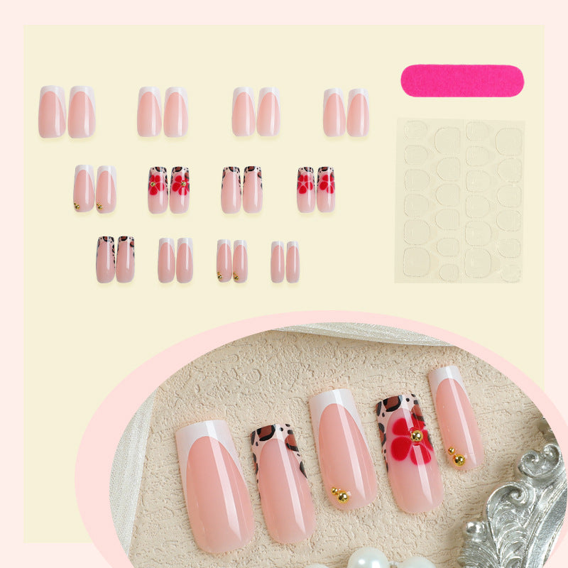 Decorative Flower Press-On Nail Set Bowlift