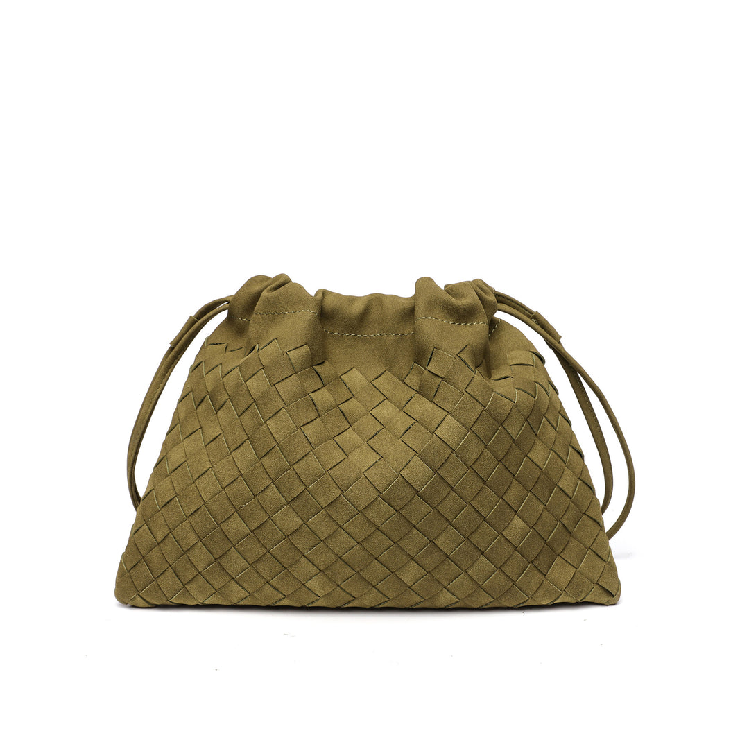 Woven Drawstring Shoulder Bag Bowlift