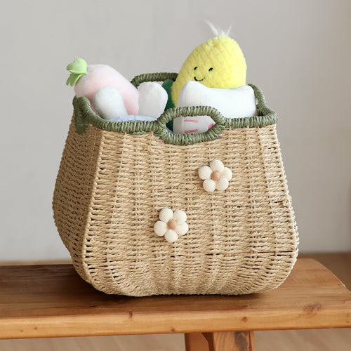Handcrafted basket with flower appliqué Bowlift