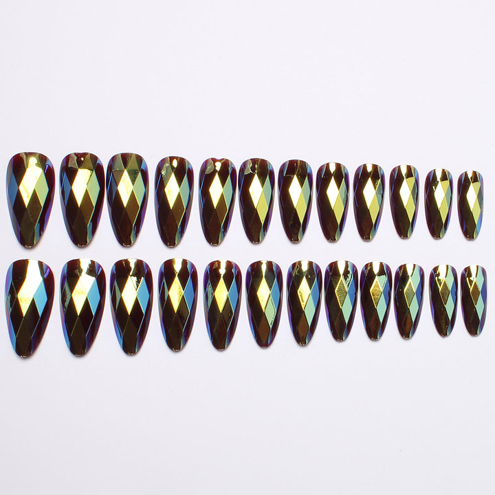 Diamond-Shaped Press-On Nail Set Bowlift
