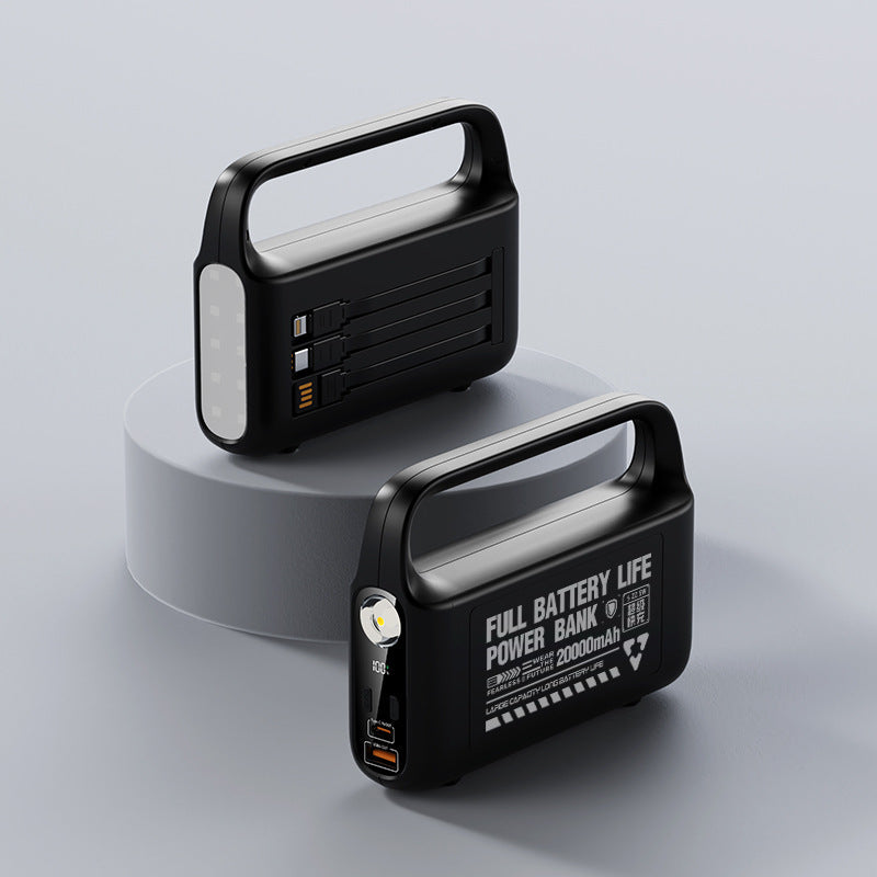 Portable power bank with integrated LED lighting and high capacity Bowlift