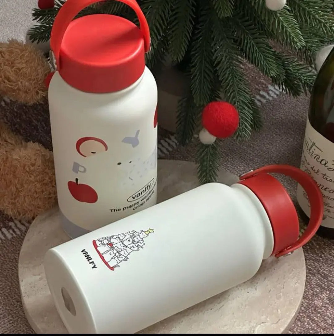 Ladies' insulation drinking bottle with creative animal design and practical flip lid Bowlift