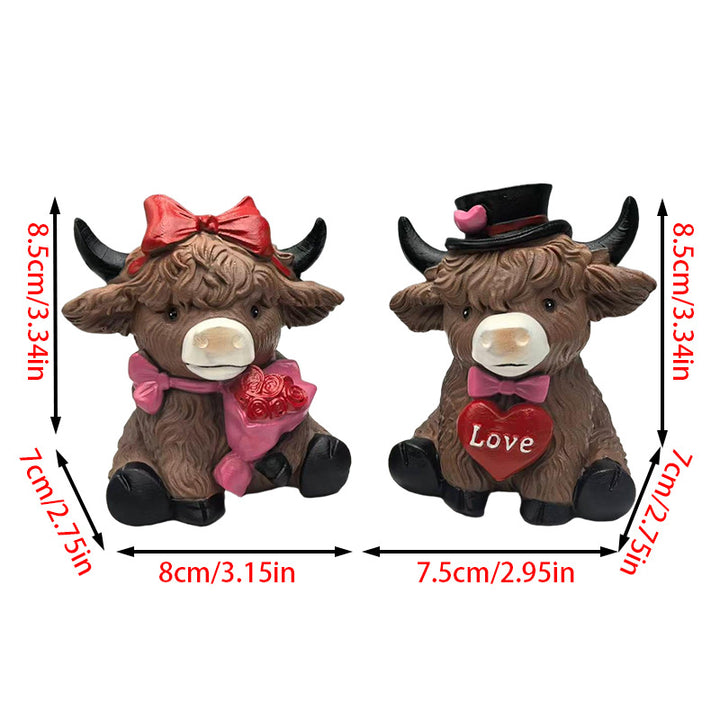 Decorative Highland Cattle Duo Stones Bowlift