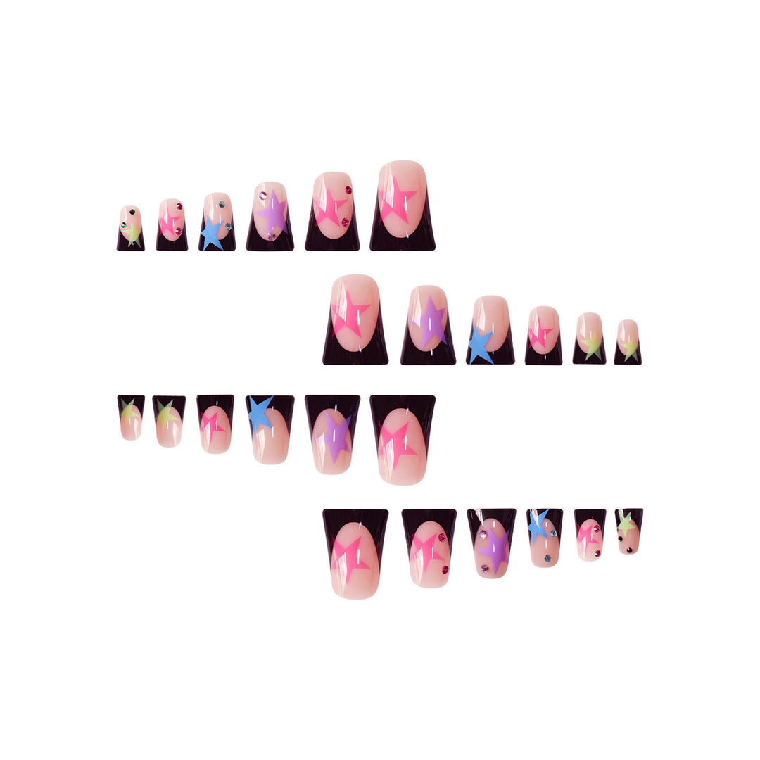 Artistic Stiletto Nail Art Set with Star Accents Bowlift