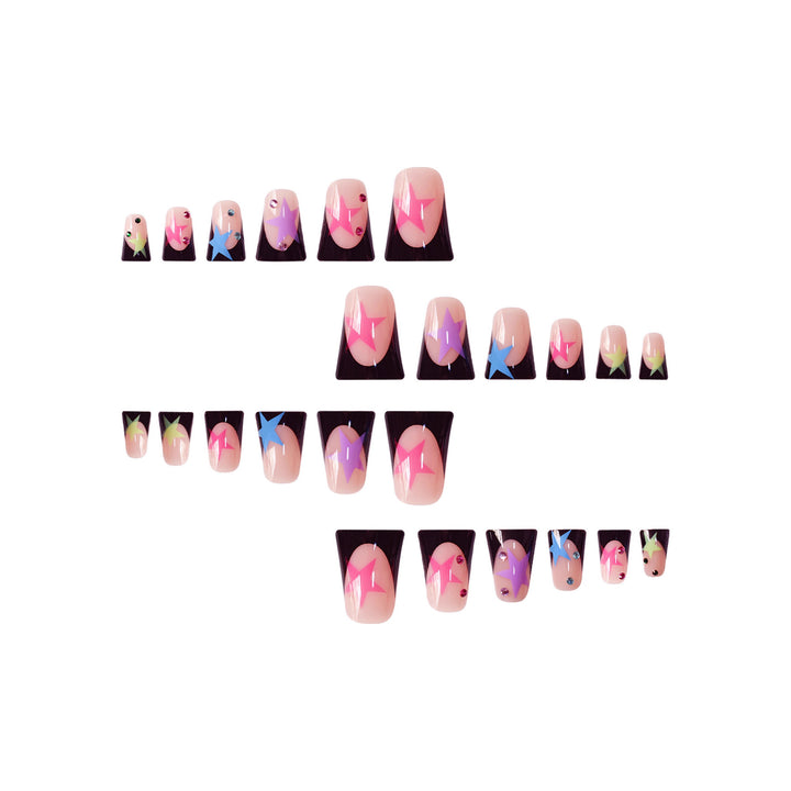 Artistic Stiletto Nail Art Set with Star Accents Bowlift