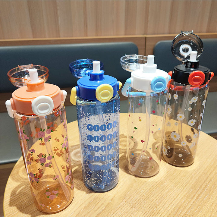 Women’s water bottle with leak-proof lid and integrated straw Bowlift