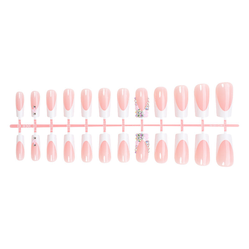 Decorative Press-On Nail Set with Elegant Accent Designs Bowlift