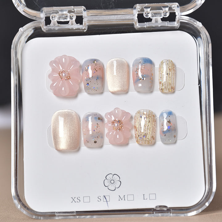 Decorative Floral Press-On Nail Set Bowlift