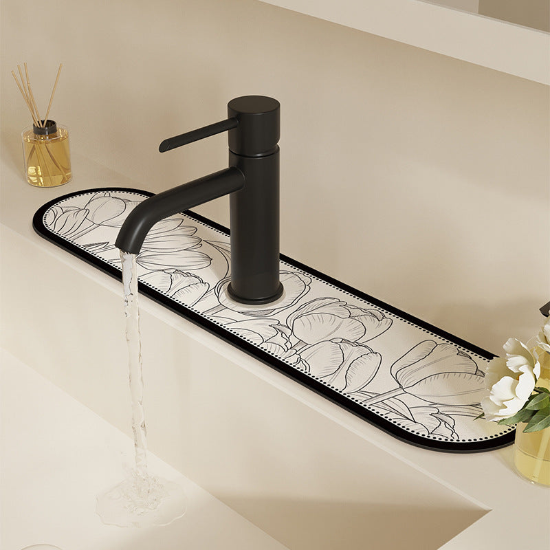 Decorative Semi-Circle Sink Faucet Splash Mat Bowlift