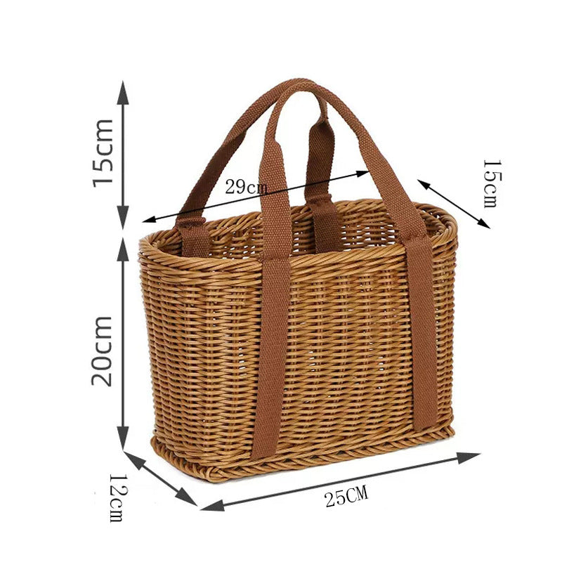 Handcrafted Rectangular Wicker Storage Basket Bowlift