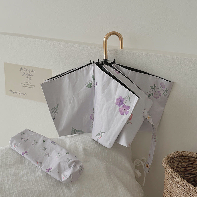 Ladies Folding Umbrella with Elegant Flower Design Bowlift