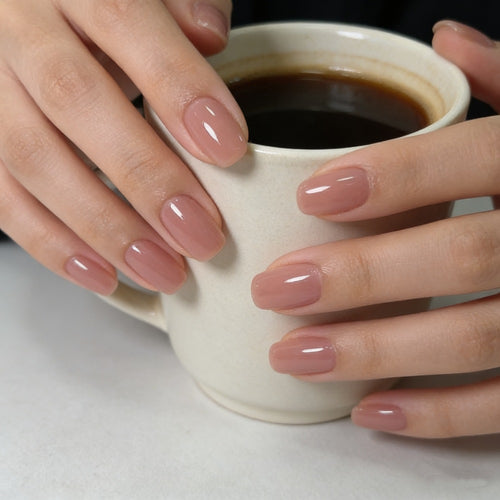 Glossy Natural Press-On Nails Bowlift