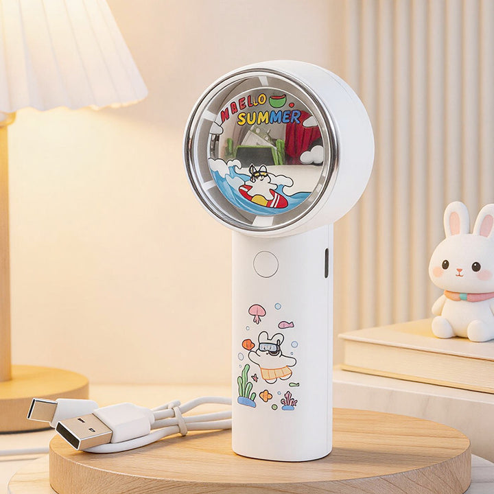 Ladies Portable Hand Fan with Playful Design Bowlift