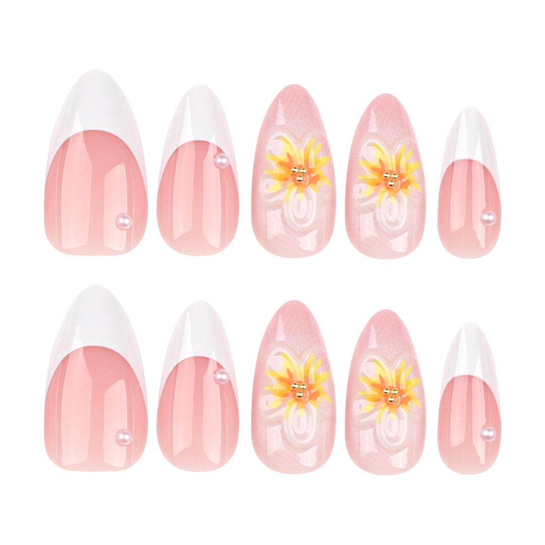 Artistic Stiletto Nails with Floral Accents Bowlift