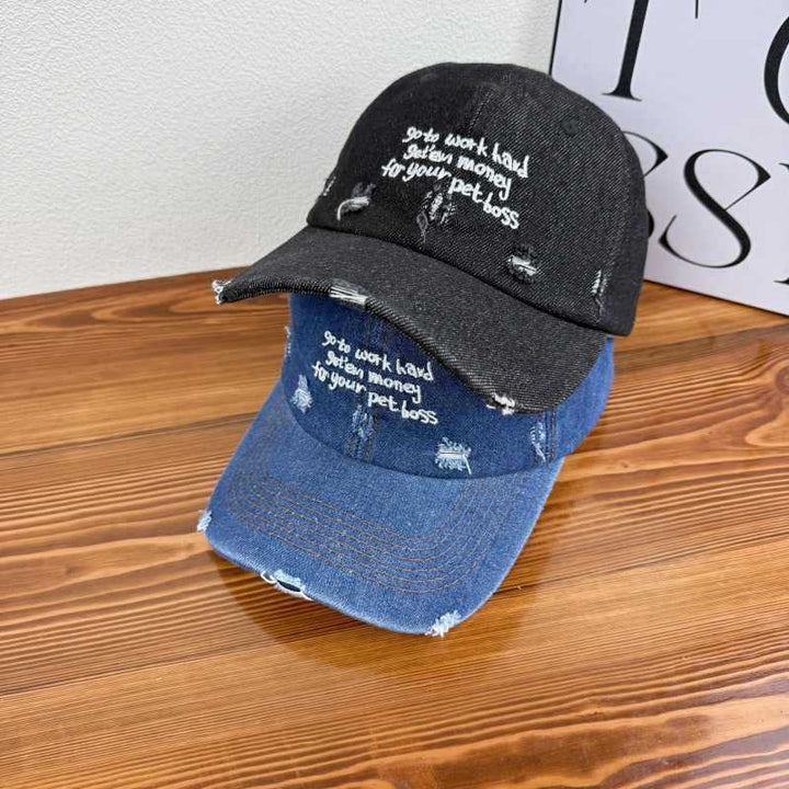 Women's Distressed Denim Statement Cap Bowlift