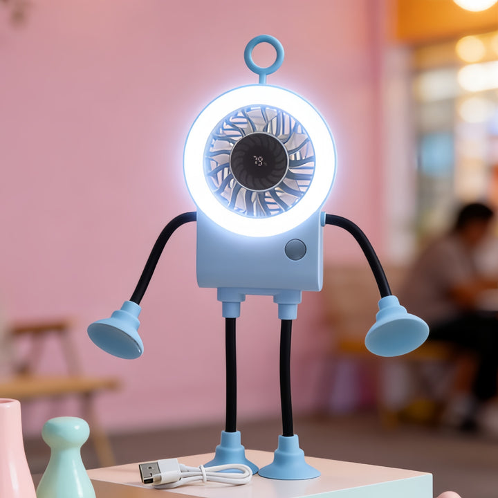 Women Multifunctional Table Fan with Integrated LED Lighting Bowlift
