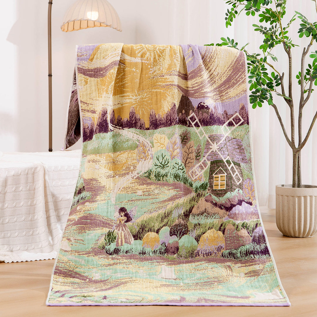 Women's throw blanket with enchanting landscape motif Bowlift