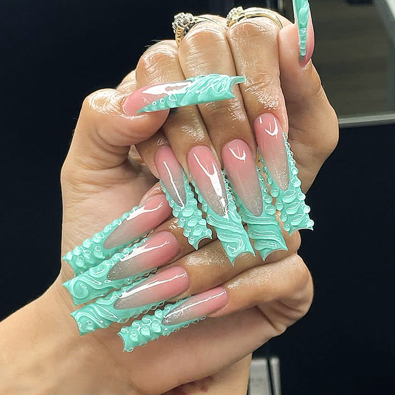 Decorative Press-On Nails With Unique Swirl Design Bowlift
