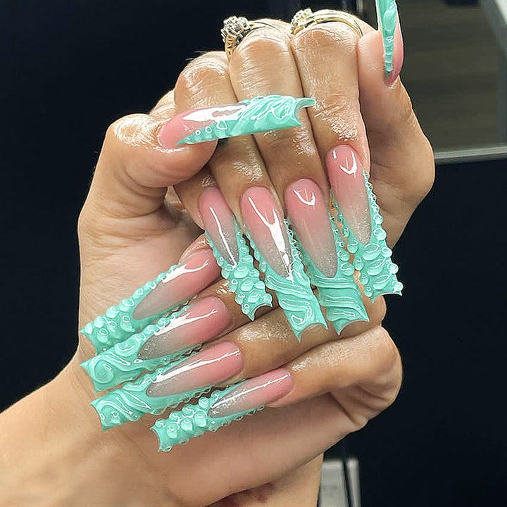 Decorative Press-On Nails With Unique Swirl Design Bowlift