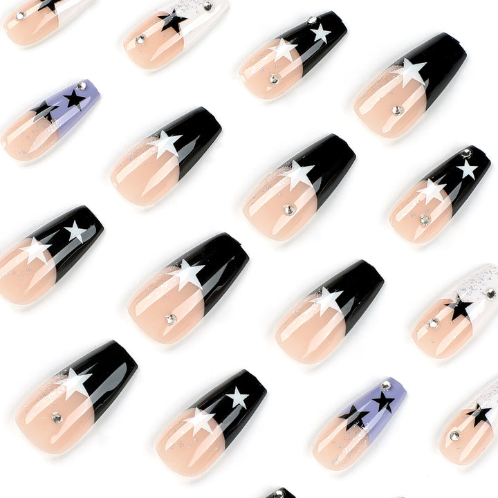 Artful Nail Extensions with Star Motif Bowlift