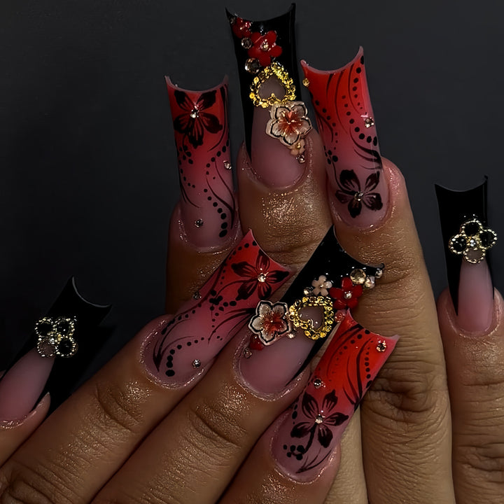 Artistic Long Stiletto Press-On Nails Bowlift