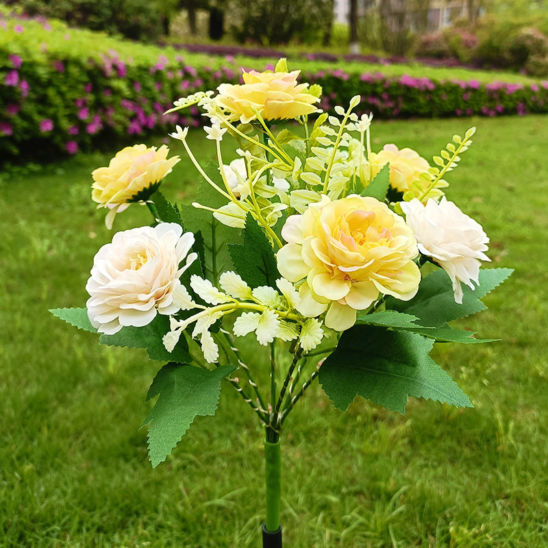 Solar-Powered Realistic Peony Garden Stake With Integrated Warm LED And Weatherproof Base Bowlift