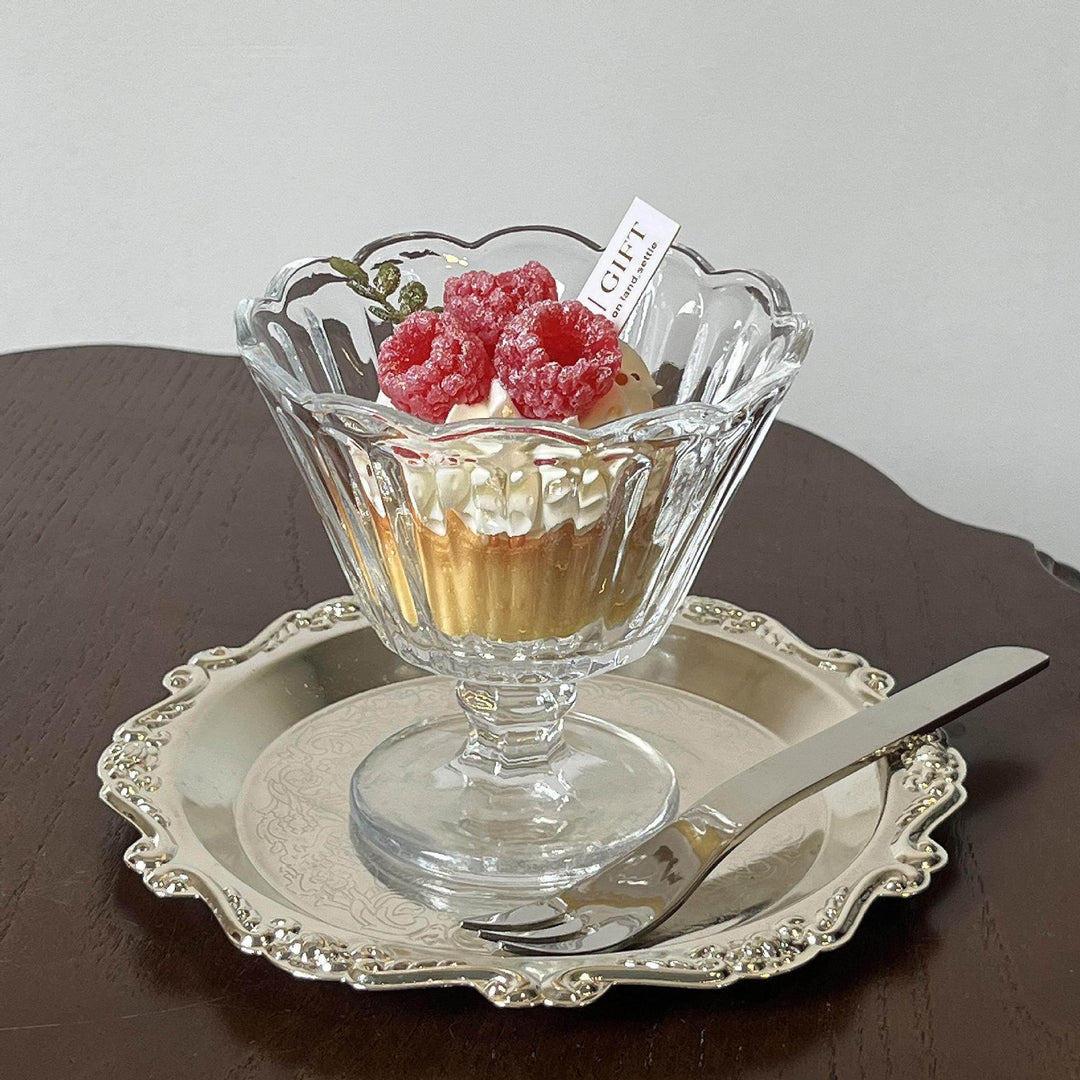 Footed Cut Crystal Compote Serving Bowl with Diamond Pattern Bowlift