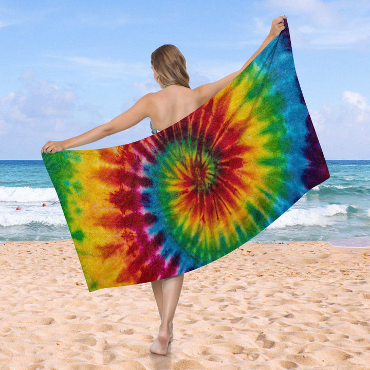 generously cut beach towel with TIE-DYE pattern Bowlift