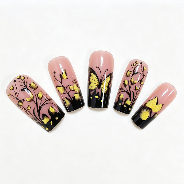 Butterfly Floral Nail Art Design Bowlift