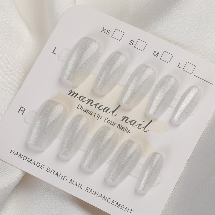 Iridescent Press-On Nail Set with Glitter Finish Bowlift