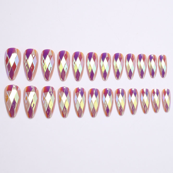Diamond-Shaped Press-On Nail Set Bowlift