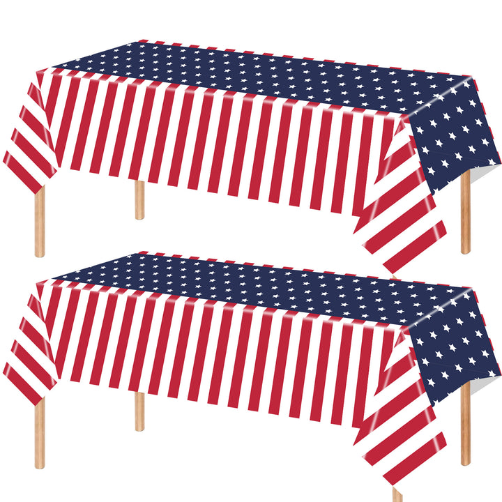 Unisex nan patriotic rectangular party tablecloth with stars and stripes waterproof disposable plastic Bowlift