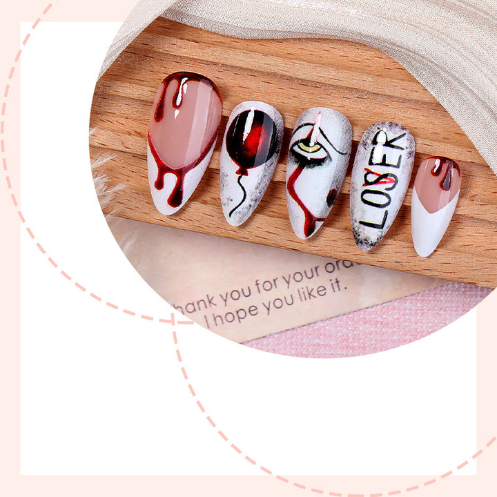 Creative nail art set with bloody and spooky designs Bowlift