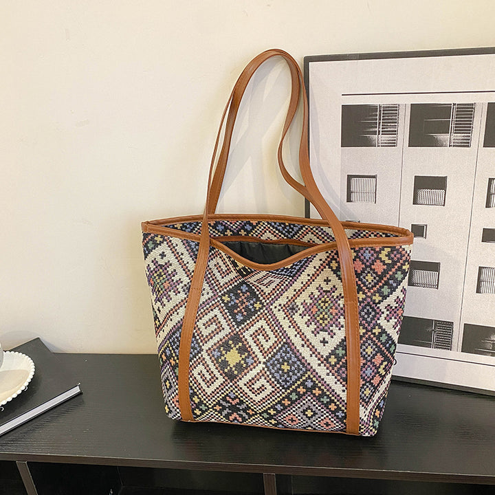 Artistic Woven Tote Handbag