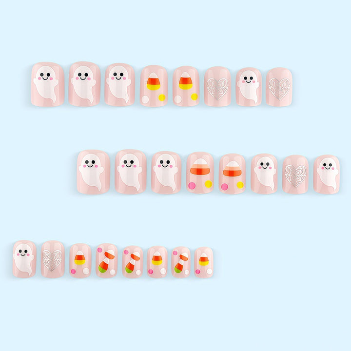 Artificial nails for Halloween with cute ghost motifs Bowlift