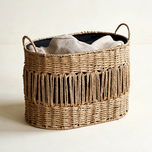 Decorative storage basket with fringes Bowlift