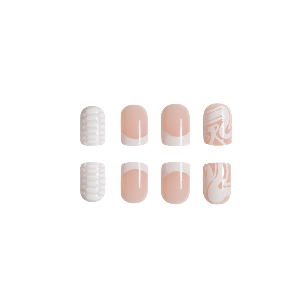 Artistic Acrylic Nail Extensions with Marble Design Bowlift