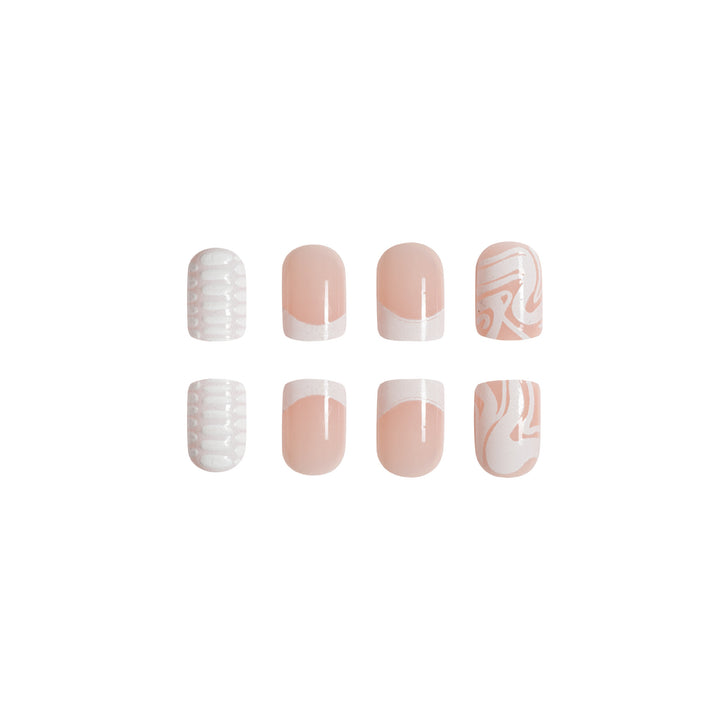 Artistic Acrylic Nail Extensions with Marble Design Bowlift