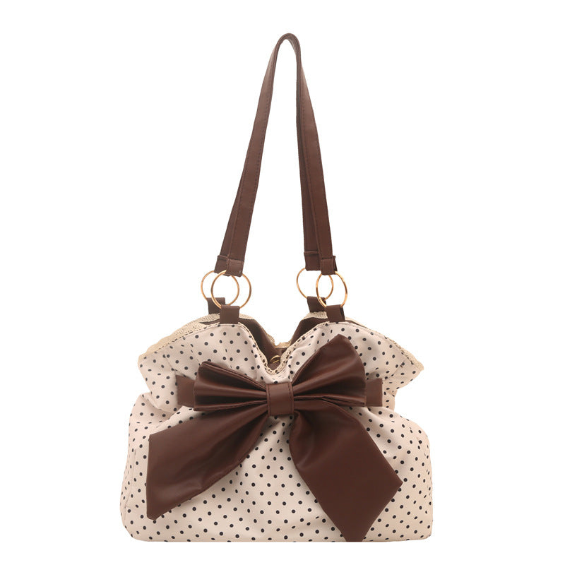 WoCharming Polka Dot Bow Tote Bag Bowlift