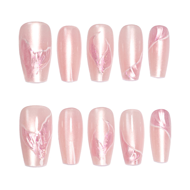Artistic Press-On Nails with Floral Designs Bowlift