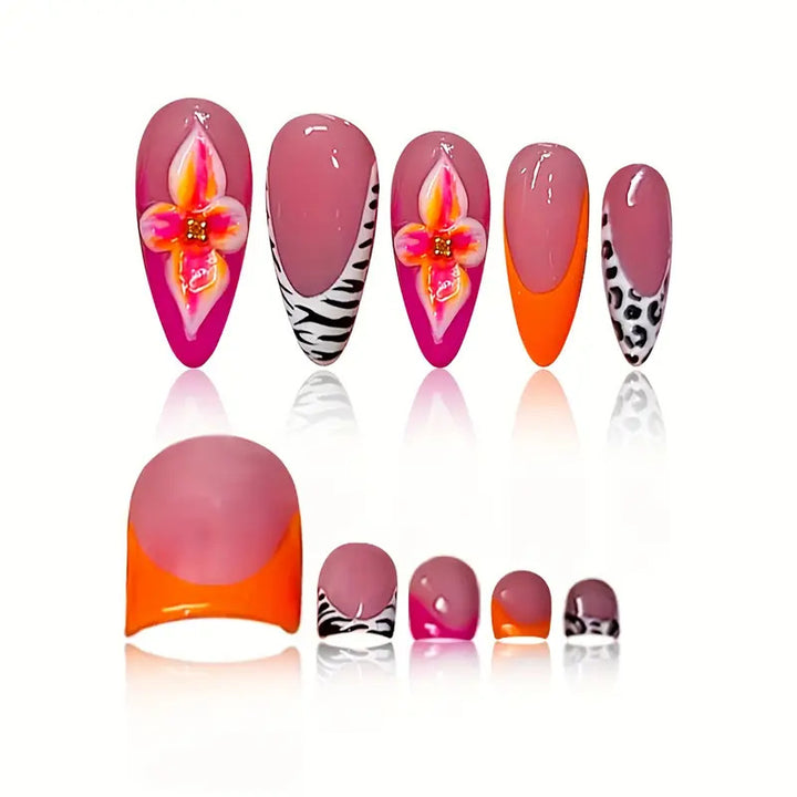 Artistic Floral and Abstract Press-On Nail Set Bowlift