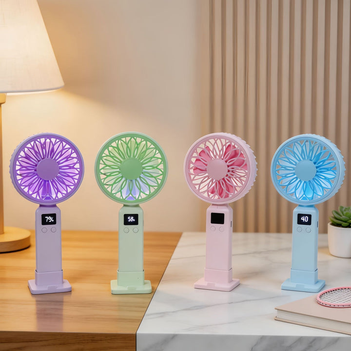 Women's Portable USB Fan with LED Display and Ergonomic Design Bowlift