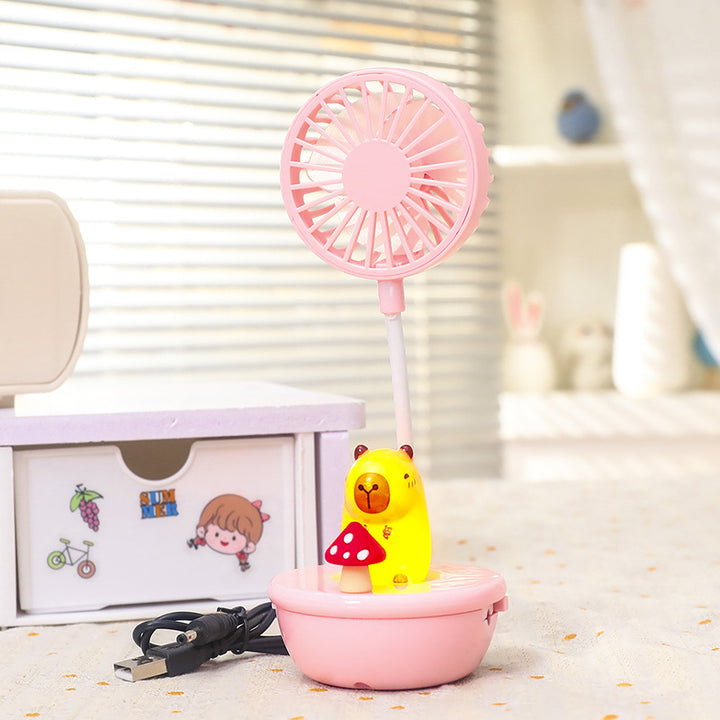 Women Portable Fan with LED Light and Animal Design Bowlift
