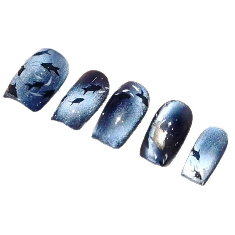 Artistic Ocean-Themed Press-On Nail Art Set Bowlift
