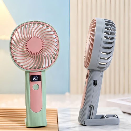 Portable hand fan with digital display and USB charging function Bowlift