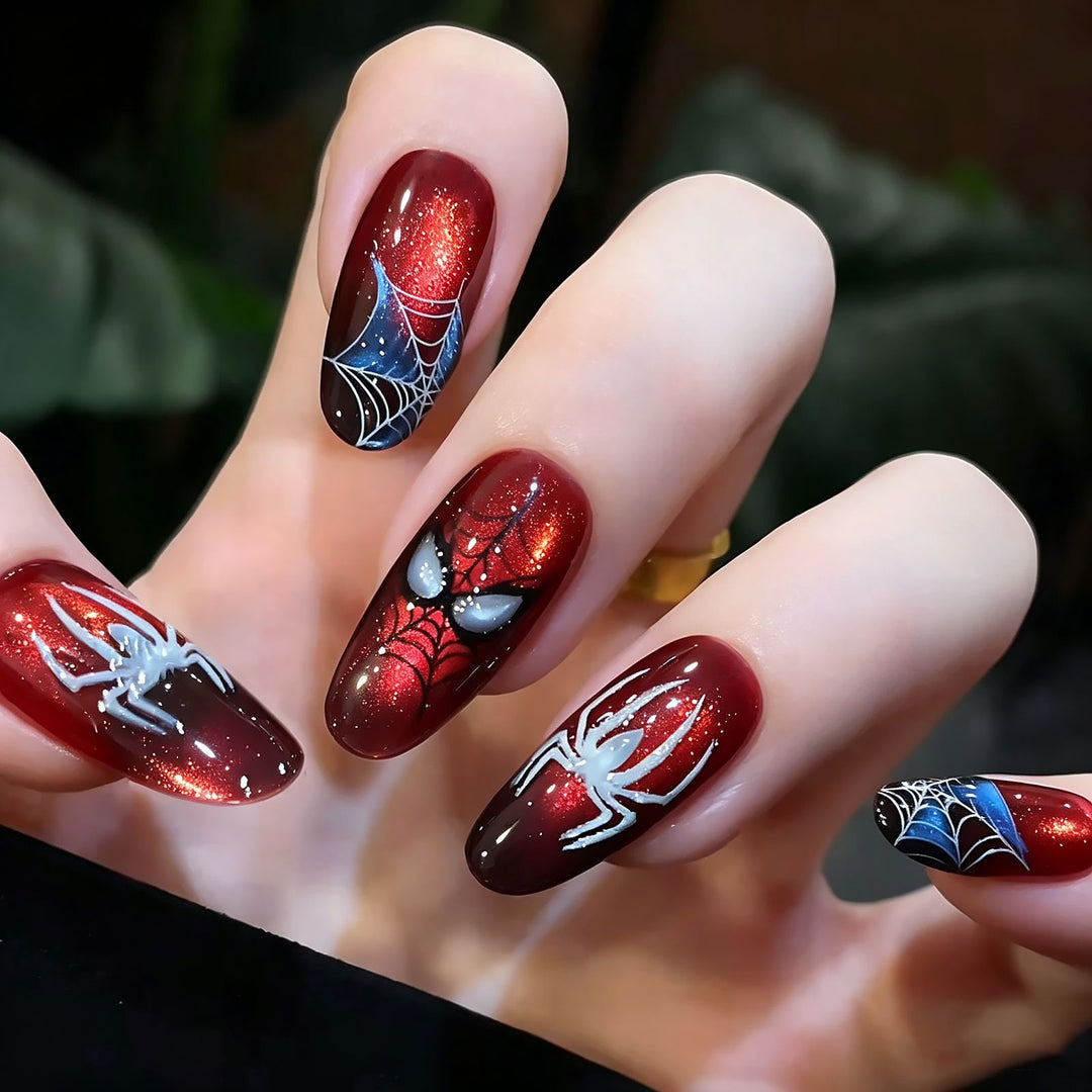 Thematic Spider-Man Inspired Press-On Nail Art Set Bowlift