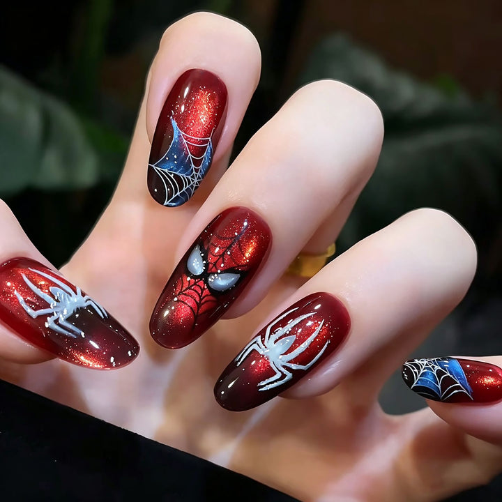 Thematic Spider-Man Inspired Press-On Nail Art Set Bowlift