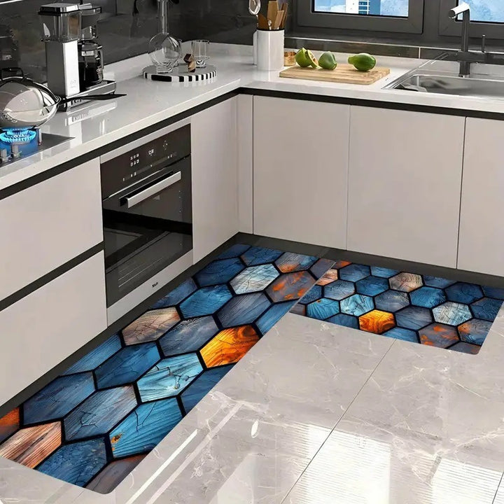 Anti-Fatigue Memory Foam Kitchen Runner and Square Mat Set with Non-Slip Backing Bowlift