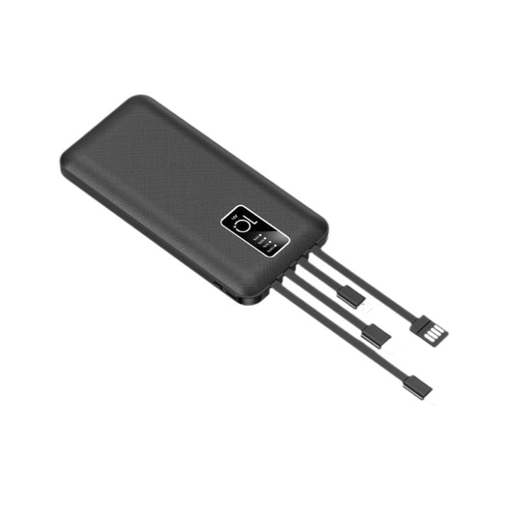 Portable power bank with integrated charging cables and digital charge level indicator Bowlift