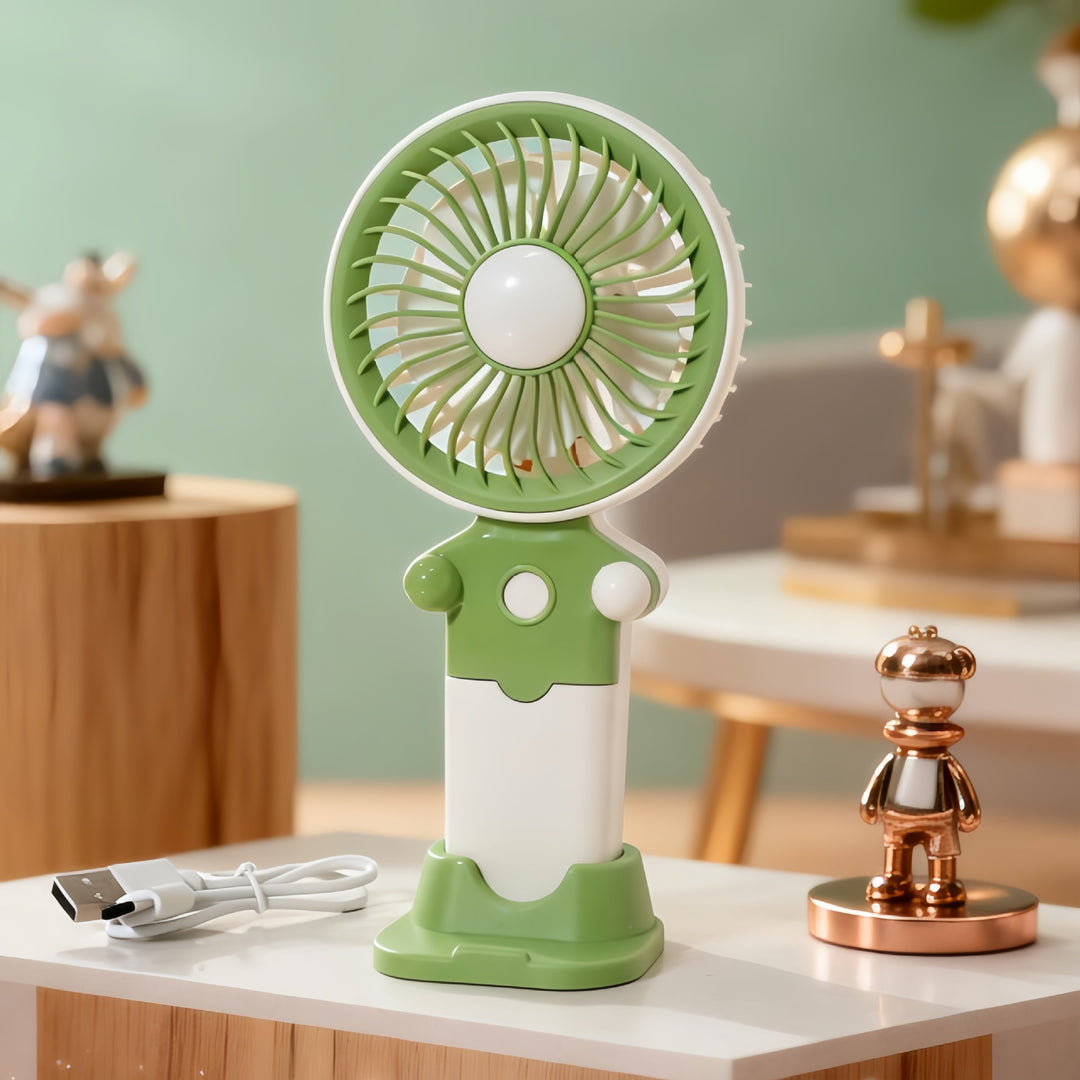 Ladies Portable Hand Fan with USB Charging Function and Flexible Tilt Bowlift